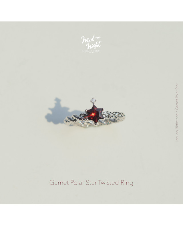 January Birthstone-Garnet Polar Star Twisted Ring